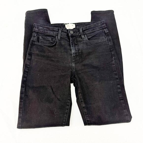 L'Agence Marguerite Skinny High Rise Noir Black Denim Jeans Size 25 - Picture 4 of 9